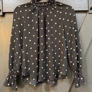 Polka Dot Ruffle Blouse shell - Black and White